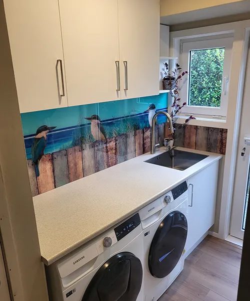 Howick Laundry Room with modern splash back