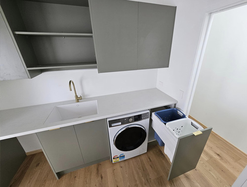 Tidy Laundry in Beachlands with Hafele pull out basket