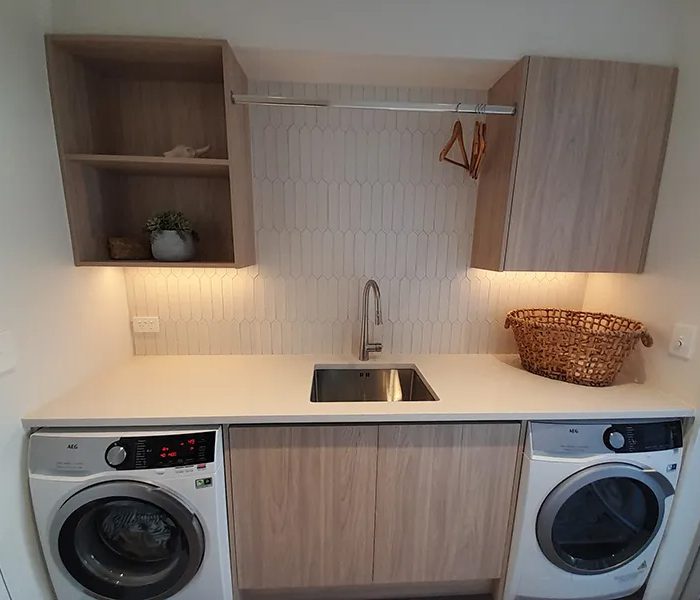 Oak style cupboards laundy room mellon bay